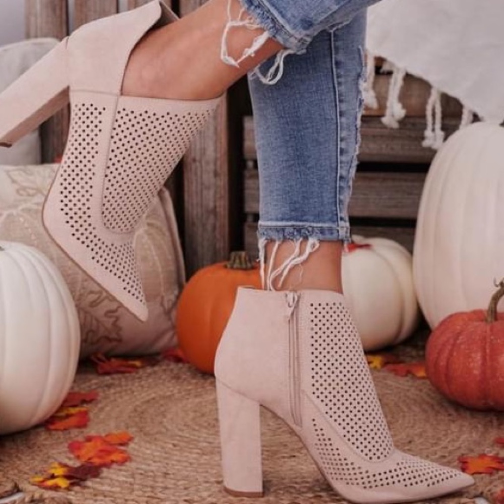 Stay sassy nude suede booties by Nanamacs